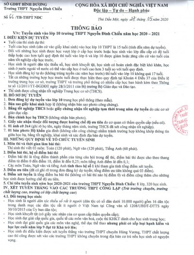 Tuyển sinh trường THPT Nguyễn Đình Chiểu