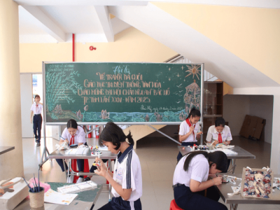Vẽ tranh trên đá cuội: Giáo Dục Truyền Thống Văn Hóa - Chào Mừng Đại Hội Cháu Ngoan Bác Hồ TP.TDM lần thứ XXIV năm 2025