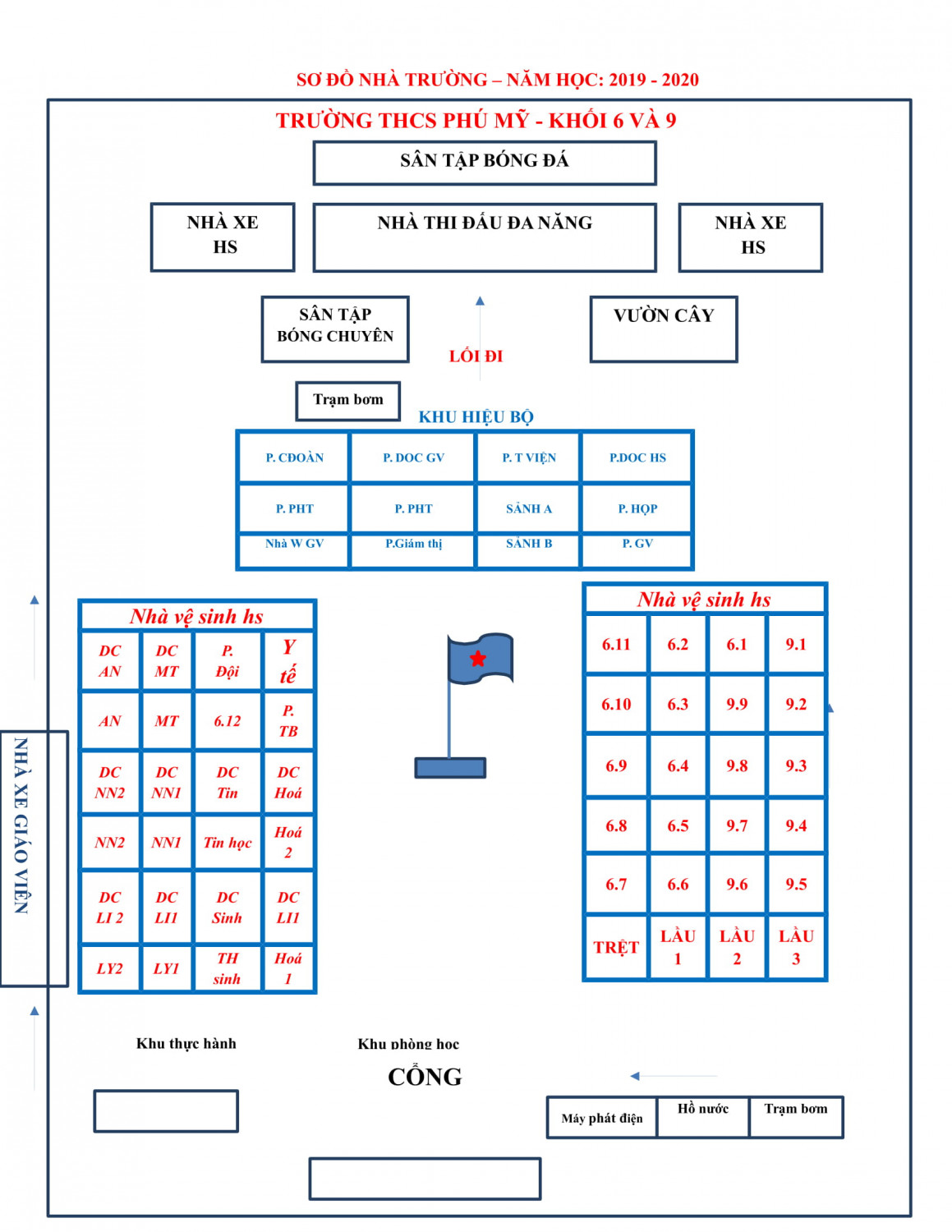 Sơ đồ phòng học năm học 2019 - 2020