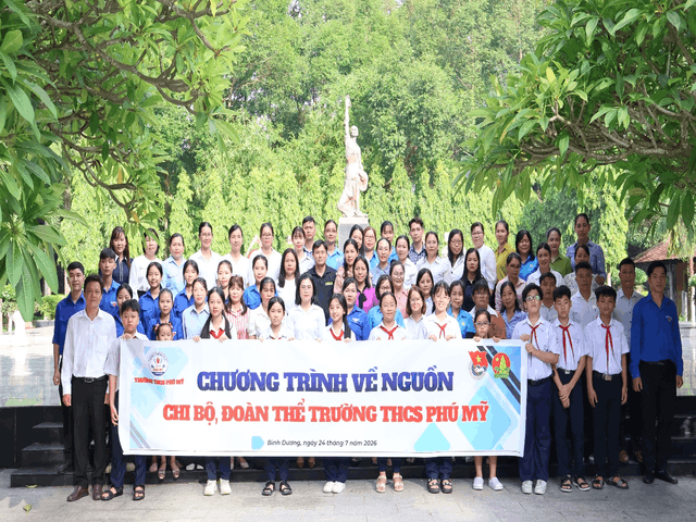 Chi bộ, đoàn thể Trường THCS Phú Mỹ thực hiện chương trình về nguồn tại khu di tích lịch sử nhà tù Phú Lợi nhân dịp kỷ niệm 79 năm ngày thương binh - liệt sĩ (27/7/1947 - 27/7/2026)